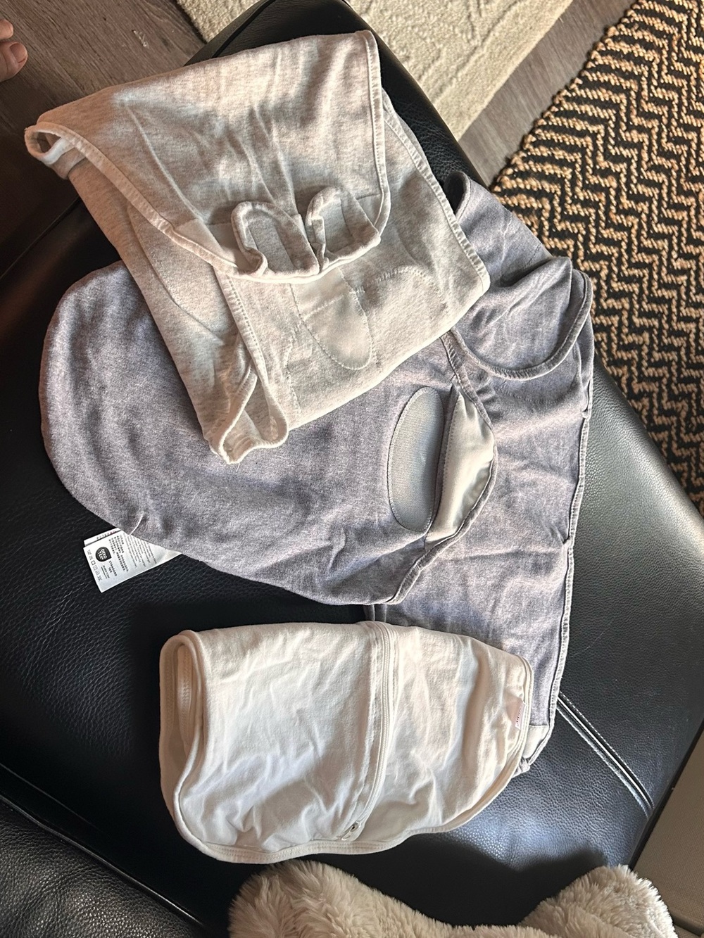 Three baby Neutral Gray and Cream swaddles